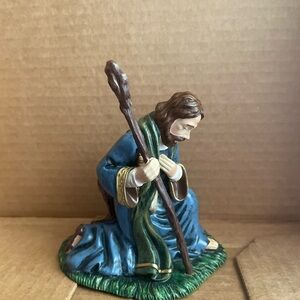 Thomas Kinkade Kneeling Joseph in Blue and Green Robes